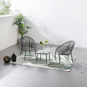 Acapulco - set de 2 fauteuils + table basse gris foncé