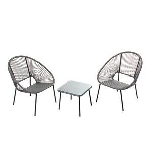 Acapulco set de 2 fauteuils + table basse gris foncé