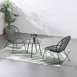 Rete ensemble de 2 fauteuils + 1 table basse gris foncé