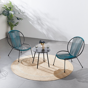 Rete ensemble de 2 fauteuils + 1 table basse bleu