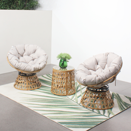 Papasan salon de jardin 2 fauteuils et 1 table