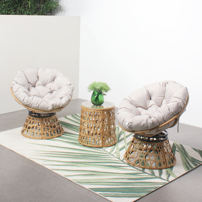 Papasan salon de jardin 2 fauteuils et 1 table