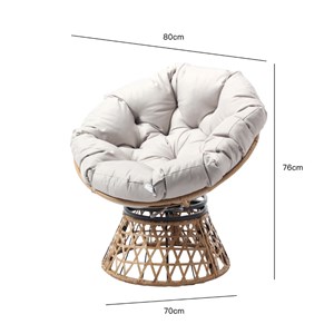 Papasan fauteuil effet rotin avec coussin