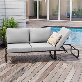 Sorrento salon de jardin canapé modulable 2-3 places gris en aluminium