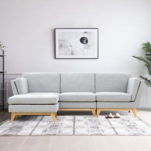 Norden - canapé d'angle réversible 4 places en tissu gris clair