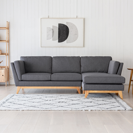 Norden canapé d'angle réversible 4 places en tissu gris foncé