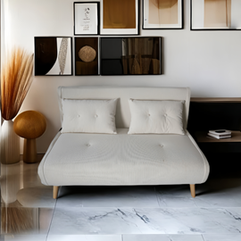 Ennis canapé convertible en velours côtelé beige 2 places