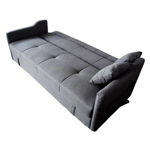 Adare canapé convertible avec coffre en tissu gris foncé 3 places
