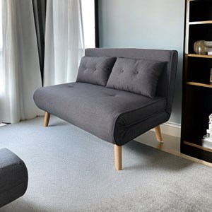 Doris canapé convertible en tissu gris foncé 2 places