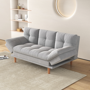 Kalmar - canapé convertible et modulable 3 places en tissu gris clair