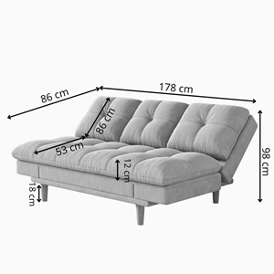 Kalmar canapé convertible et modulable 3 places en tissu gris clair