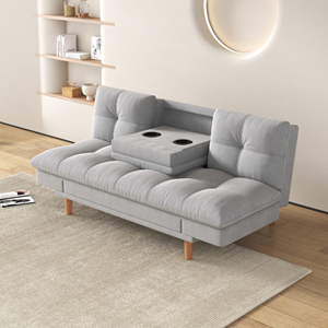 Kalmar canapé convertible et modulable 3 places en tissu gris clair