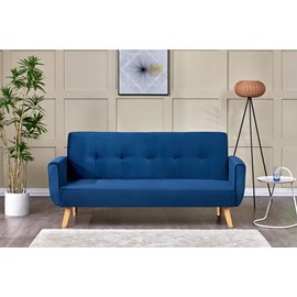 Malmo canapé scandinave convertible 3 places en velours bleu nuit