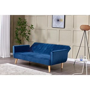 Malmo canapé scandinave convertible 3 places en velours bleu nuit