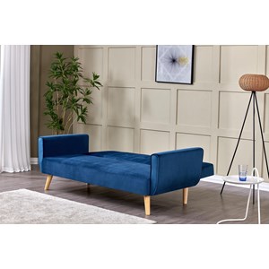 Malmo canapé scandinave convertible 3 places en velours bleu nuit