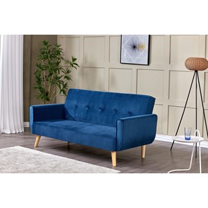 Malmo canapé scandinave convertible 3 places en velours bleu nuit