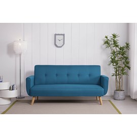 Malmo canapé scandinave convertible 3 places en tissu bleu canard