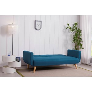 Malmo canapé scandinave convertible 3 places en tissu bleu canard