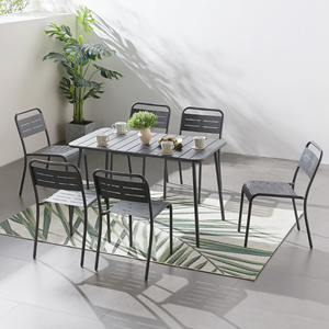 Bergame - ensemble table et chaises 4 places gris foncé