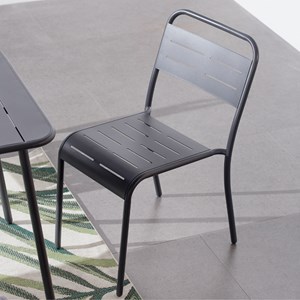 Bergame ensemble table et chaises gris foncé 4-6 places