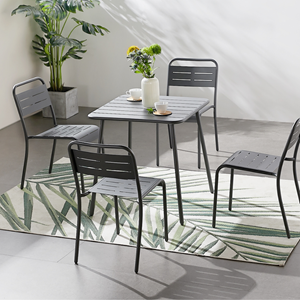 Bergame - ensemble table et chaises 4 places gris foncé