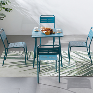 Bergame - ensemble table et chaises 4 places bleu