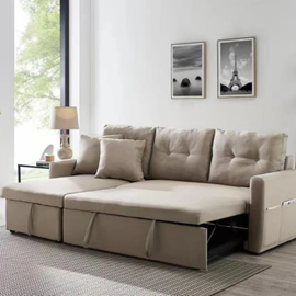 Malmo canapé d'angle 4 places convertible beige