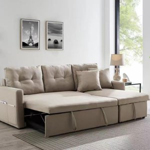 Malmo canapé d'angle 4 places convertible beige