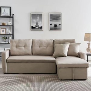 Malmo canapé d'angle 4 places convertible beige