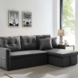Malmo canapé d'angle 4 places convertible gris