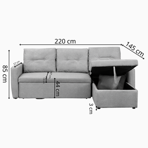 Malmo canapé d'angle 4 places convertible gris