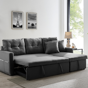 Malmo canapé d'angle 4 places convertible gris