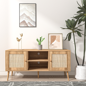 Cange buffet avec portes effeffet cannage et 2 niches 120 cm