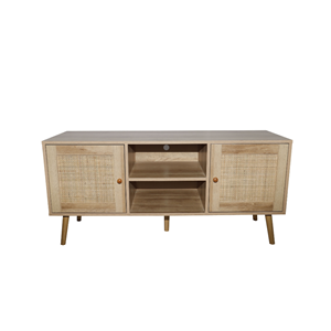 Cange buffet avec portes effet cannage et 2 niches 120 cm