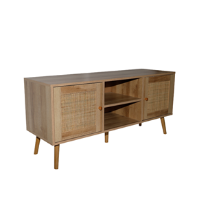 Cange buffet avec portes effet cannage et 2 niches 120 cm