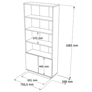 Teo vaisselier avec étagères et 2 portes