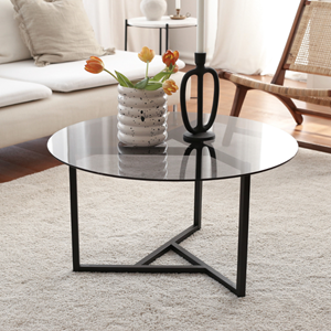 Mia - table basse plateau en verre trempé