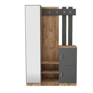 Anka meuble d'entrée design bois et gris miroir