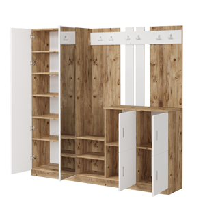 Anka meuble d'entrée avec miroir bois et blanc