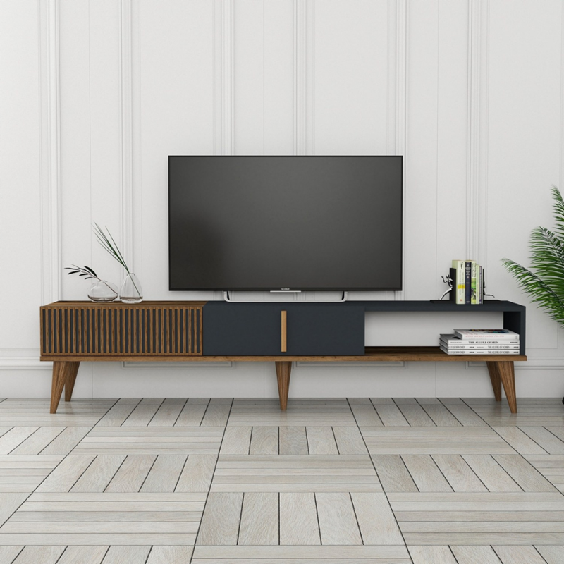 Nola meuble tv design bois et anthracite 180 cm