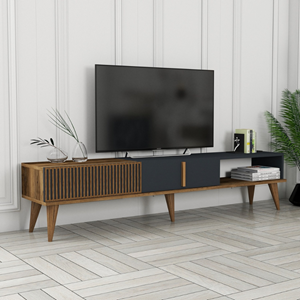 Nola meuble tv design bois et anthracite 180 cm