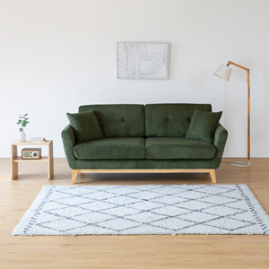 Hoga canapé 3 places scandinave en velours côtelé vert