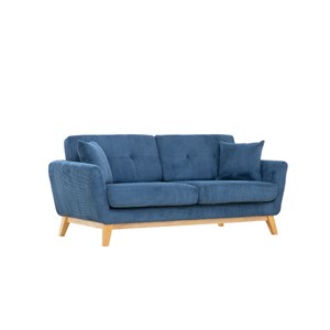 Hoga canapé scandinave 3 places en velours côtelé bleu