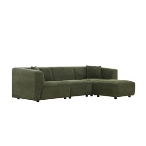 Monroe canapé modulable: canapé droit 3 places + 1 pouf en velours côtelé vert