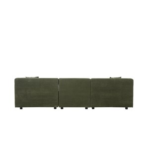 Monroe canapé modulable: canapé droit 3 places + 1 pouf en velours côtelé vert