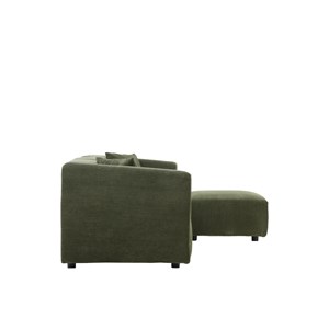 Monroe canapé modulable: canapé droit 3 places + 1 pouf en velours côtelé vert