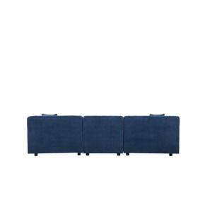 Monroe canapé modulable: canapé droit 3 places + 1 pouf velours côtelé bleu