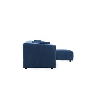 Monroe ccanapé 3 places + 1 pouf velours côtelé bleu