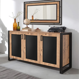 Freda buffet industriel avec étagères et portes