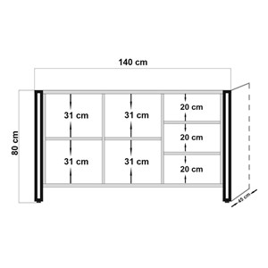 Freda buffet industriel avec étagères et portes